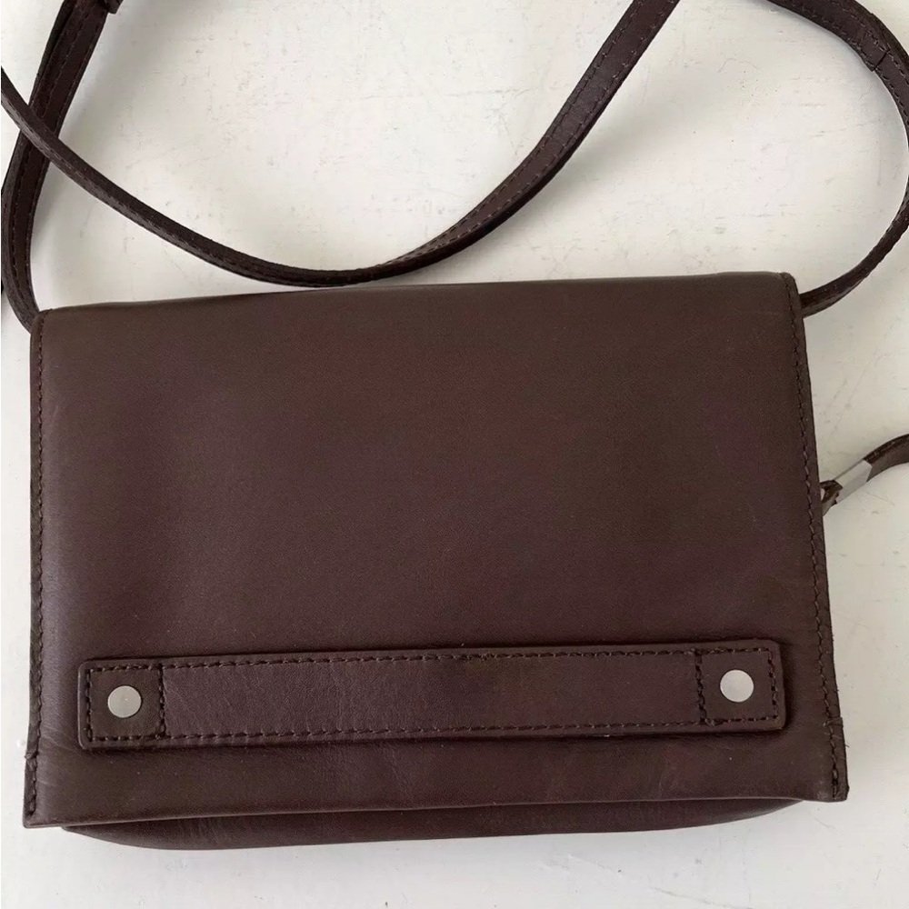 Madewell The Morgan Small Brown Leather Flap Clutch Crossbody Bag